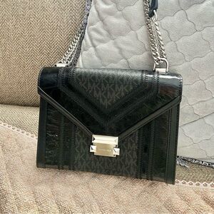 Michael Kors Whitney Large Signature Shoulder Flap Bag -Black
